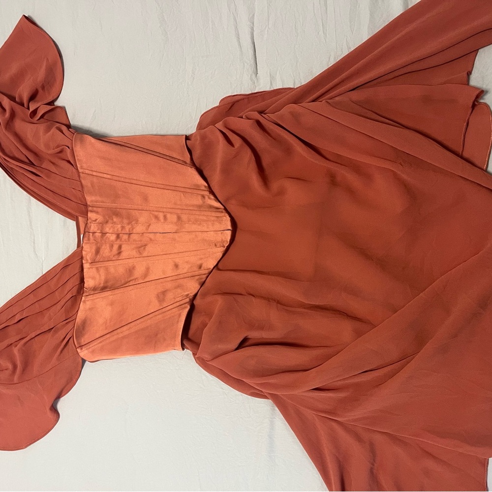 Elegant Rust Off-Shoulder Dress